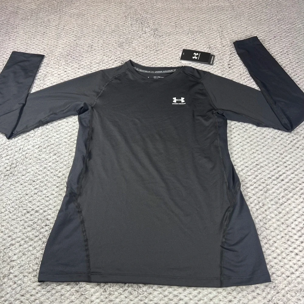 Under Armour Boys HeatGear‎ Compression Long Sleeve Shirt Size YXL Black Fitted